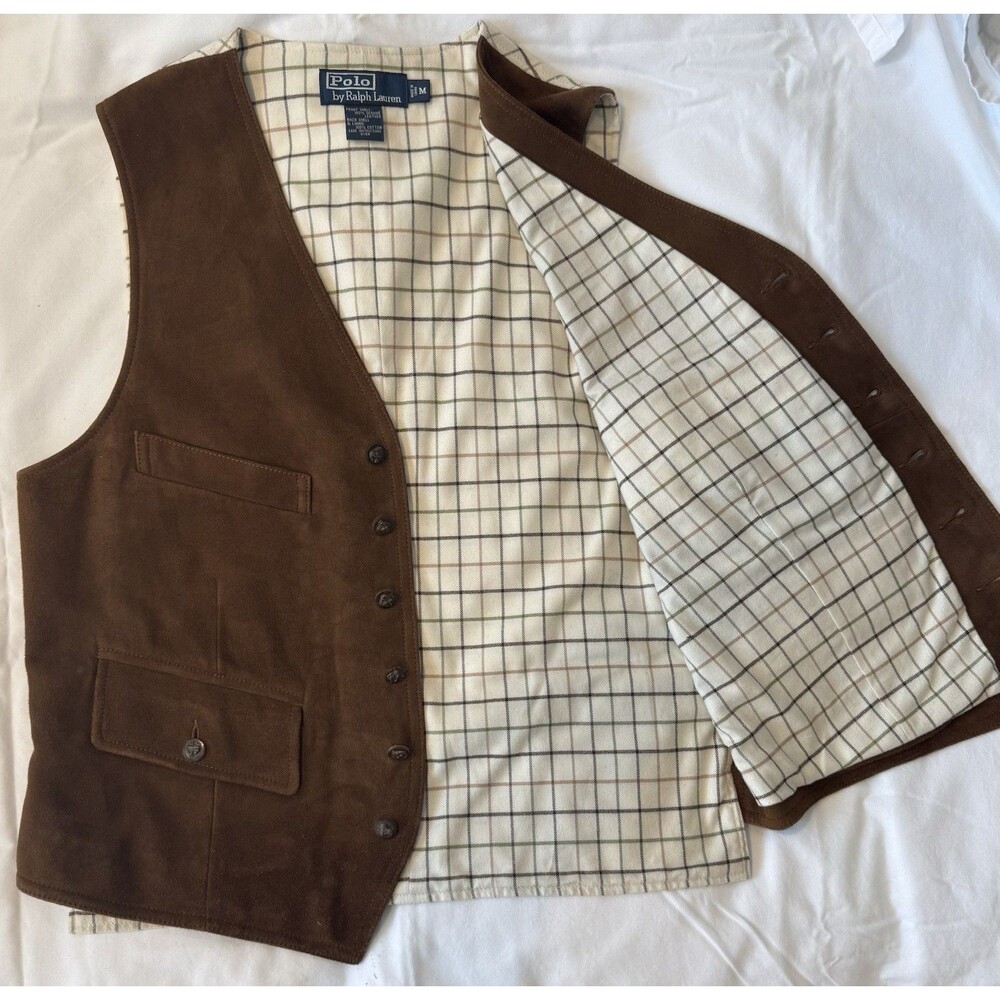 Polo by Ralph Lauren Men’s Suede Vest, Size Medium, Brown, Excellent Condition - Picture 5 of 9